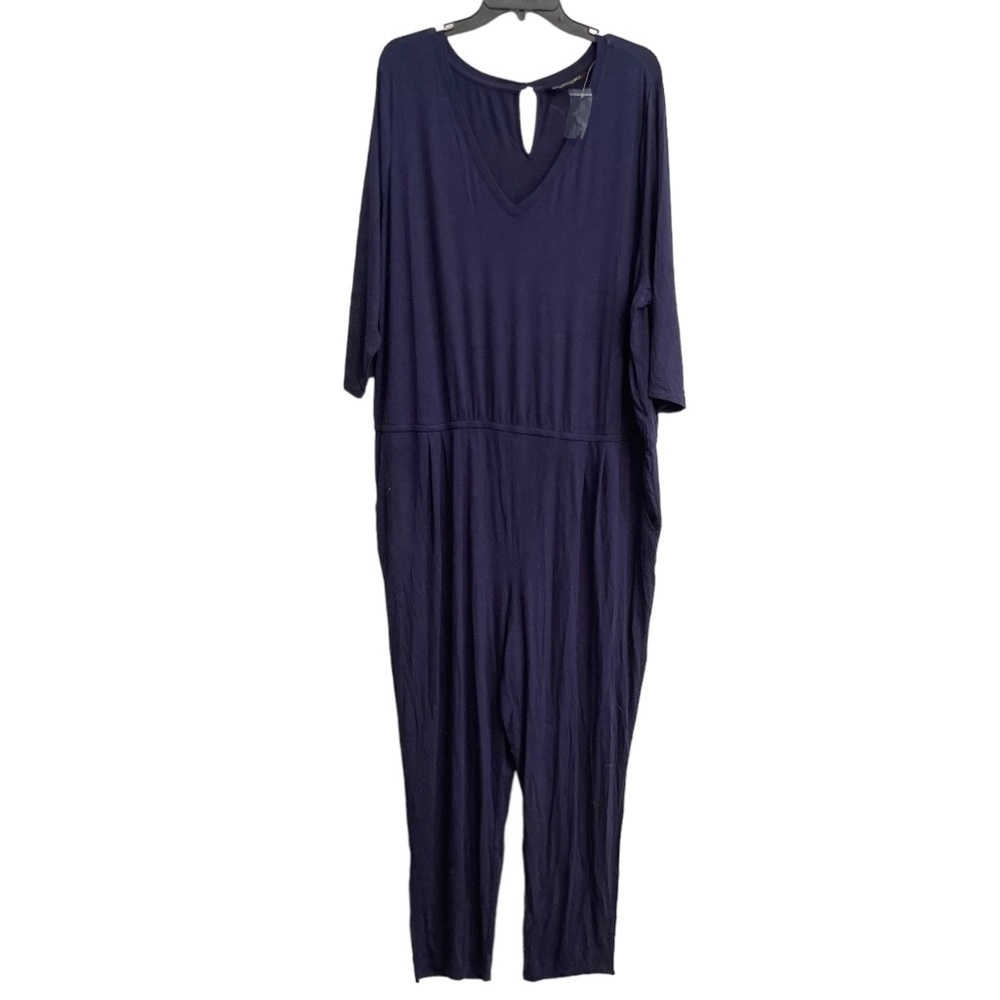Colleen Lopez Easy V-Neck Jumpsuit Navy Size 3X NWOT - Picture 2 of 6